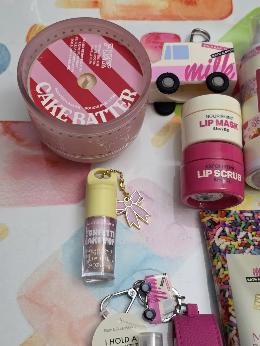 Bath & Body Works Milk Bar Birthday Cake Pink Gift Collection 14 Piece Set RARE